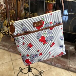 NWOT Ralph Lauren Floral Leather Crossbody Bag